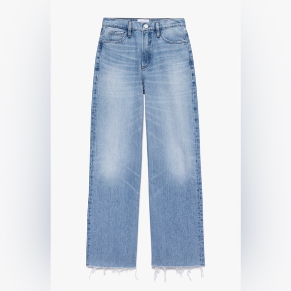 Frame Jeans Womens 31 High 'N' Tight Wide Leg Blue Denim Raw Hem Rossum 2 Year